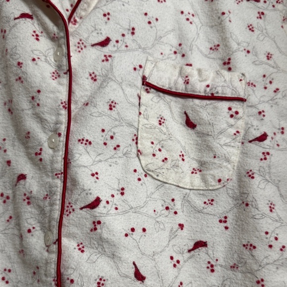 Charter Club Cream Pajama Set with Red Trim - Picture 3 of 12